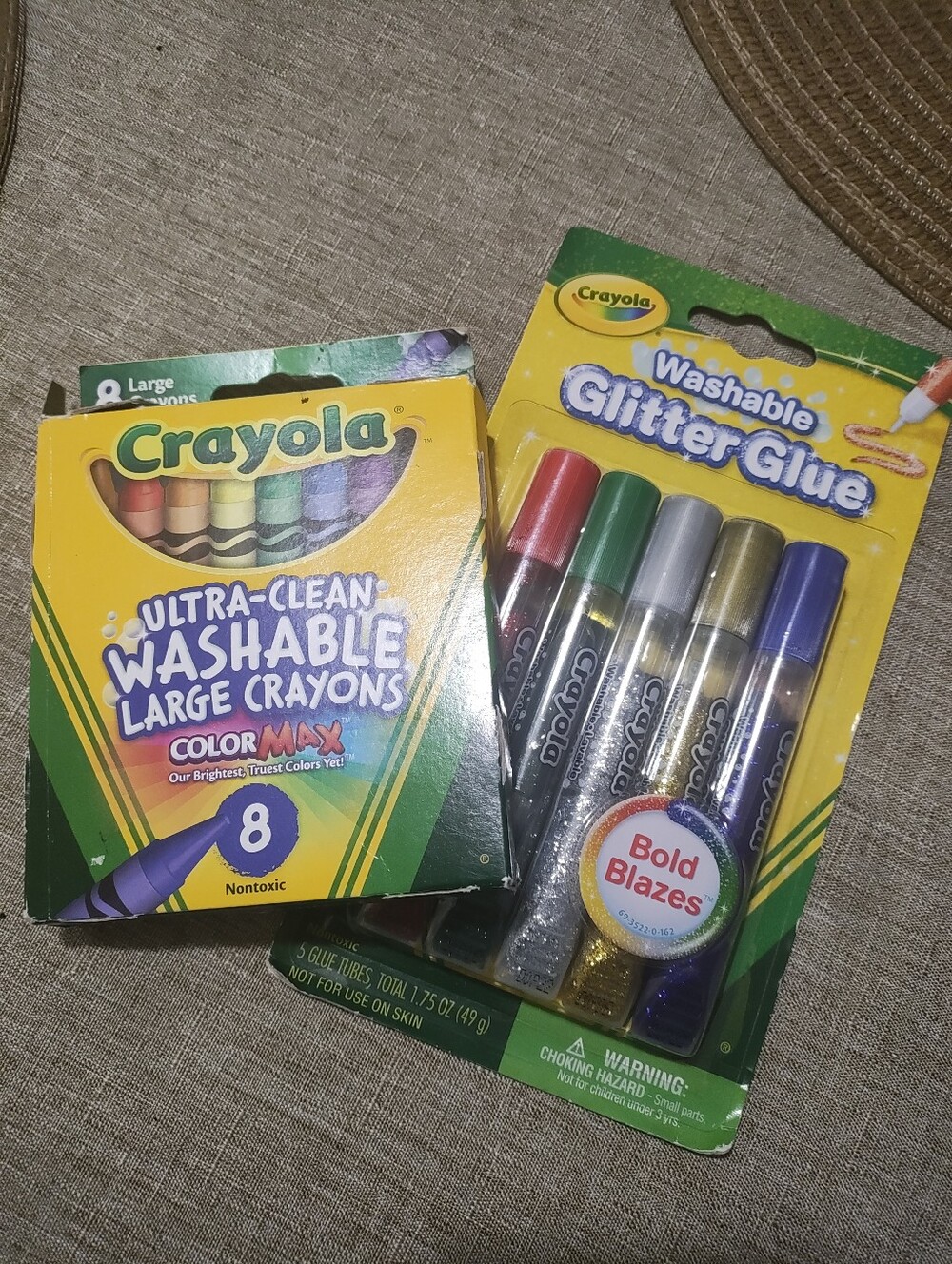 Crayola Washable Glitter Glue & Large Crayons - Red/Green/Gold/Silver/Blue